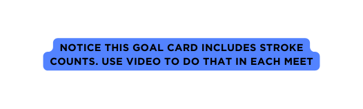 Notice this goal card includes stroke counts Use video to do that in each meet