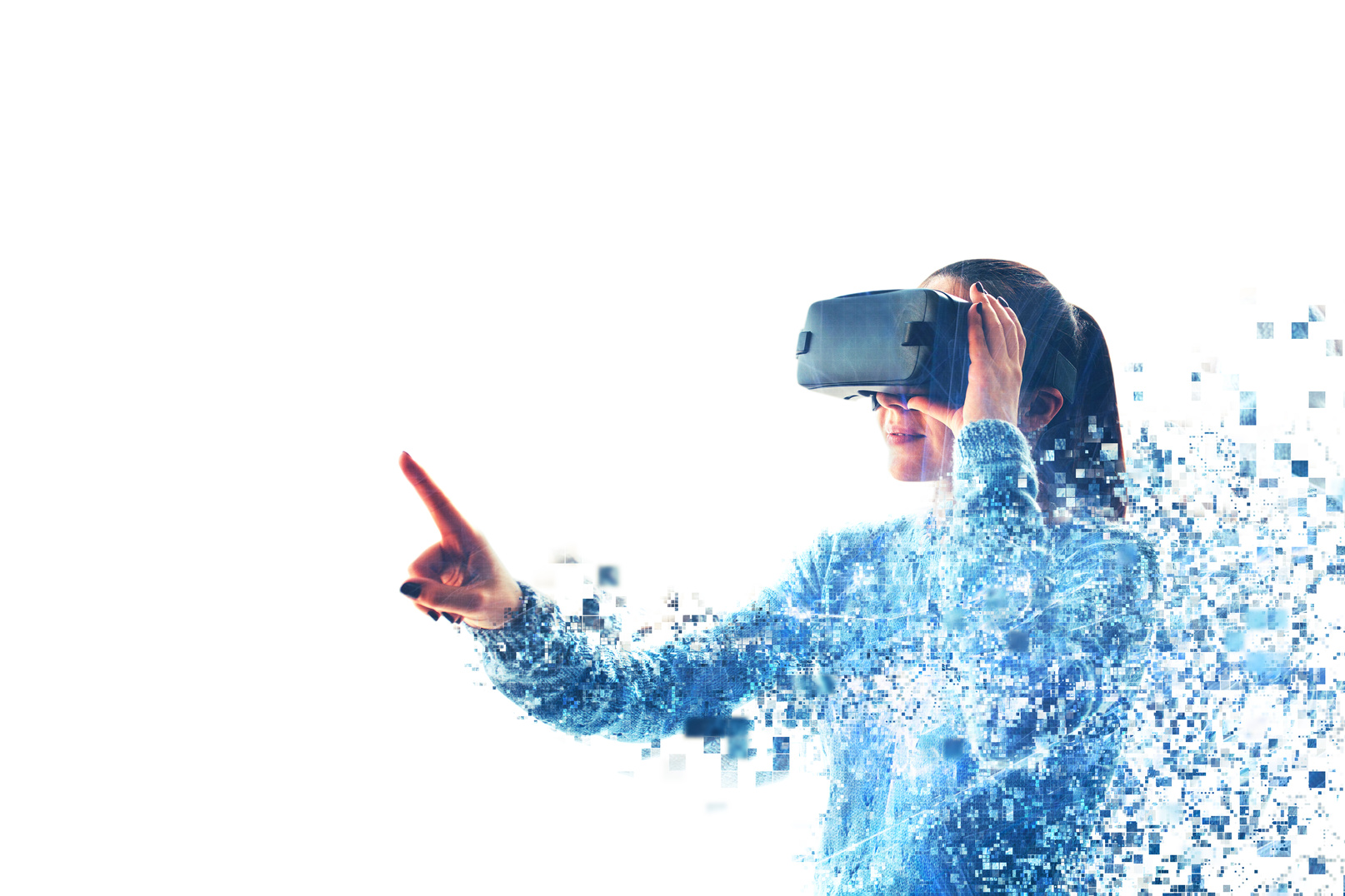 The woman with VR glasses